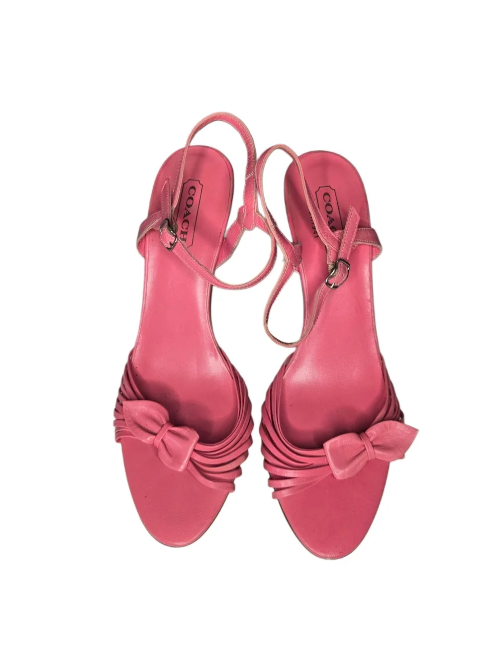 Y2k Coach Pink Bow Leather Ankle-Strap Heel Sandal!